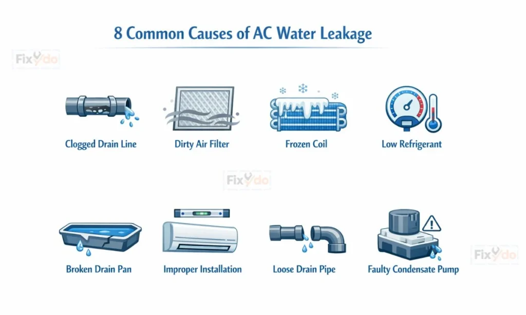 8 Most Common Causes for AC Water Leaking Inside Room in UAE