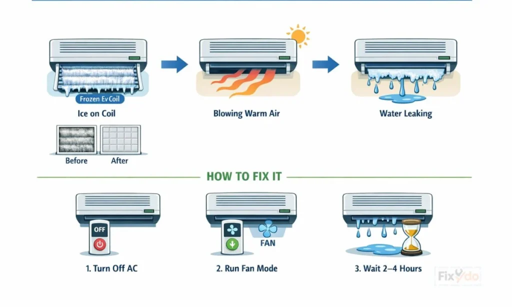 Evaporator coil freezing of ac showing the infographics