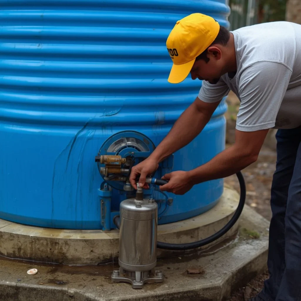 water tank cleaning with machine