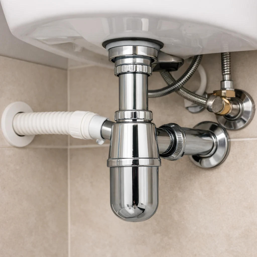 Cleaning AC drain line and bottle trap in bathroom sink