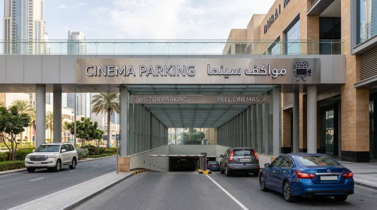 ALT: Dubai Mall Cinema Parking entrance near Reel Cinemas